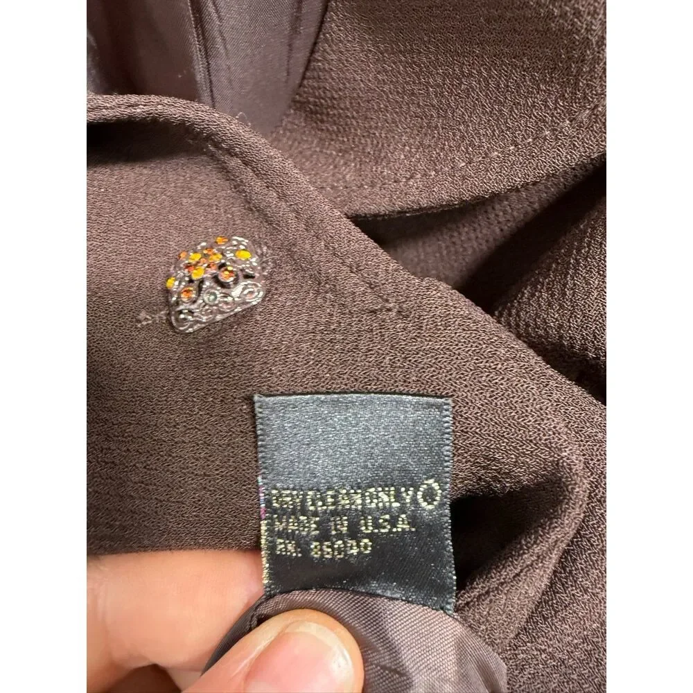 Lily & Taylor Vintage Made in USA brown embellished skirt suit set - Picture 8 of 12